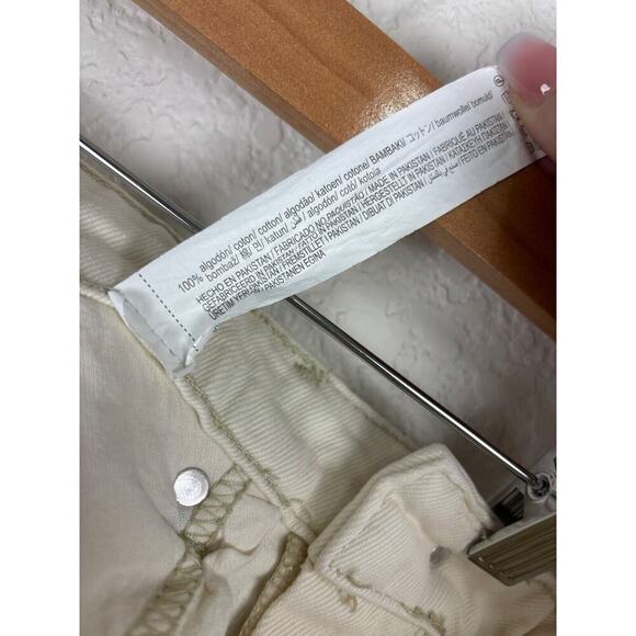 Zara Womens Off-White High-Waisted Straight Leg Jeans 4 Fall Neutral Minor‎ Flaw - Picture 4 of 8